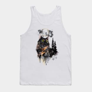 Forest Truffle Surreal Watercolor Tortoiseshell Cat Tank Top